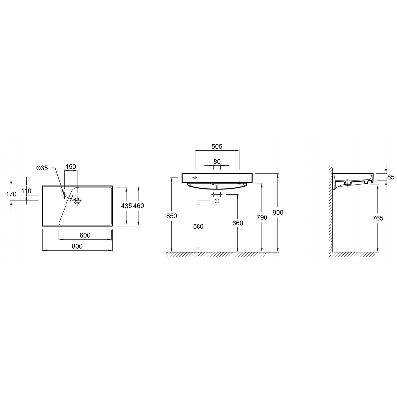Раковина Jacob Delafon Rythmik 80 EXO112-Z-00 Белая от магазина ЛесКонПром.ру