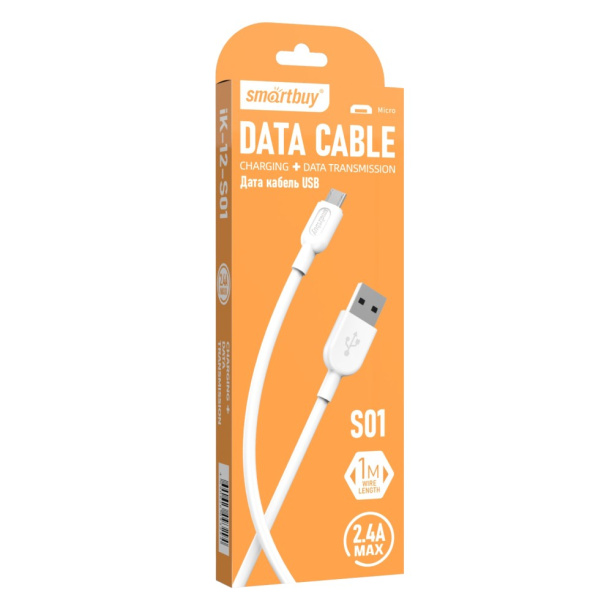 Кабель Smartbuy USB-microUSB 1 м белый от магазина ЛесКонПром.ру