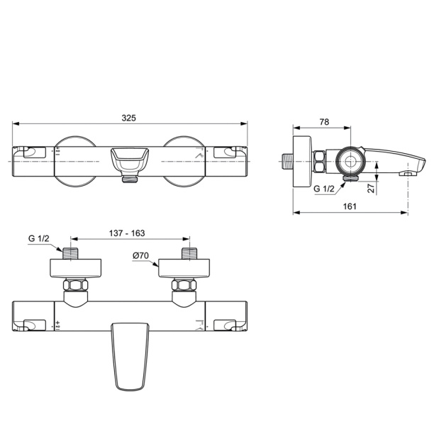Термостатический смеситель для ванны Ideal Standard Ceratherm T50 от магазина ЛесКонПром.ру
