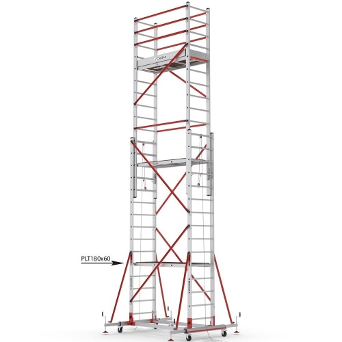 Телескопическая вышка-тура TeleSafe XLN Premium Cagsan из двух модулей 2Х15 Ступенчатая со стабилизаторами (арт.S008_XLN_PR) от магазина ЛесКонПром.ру