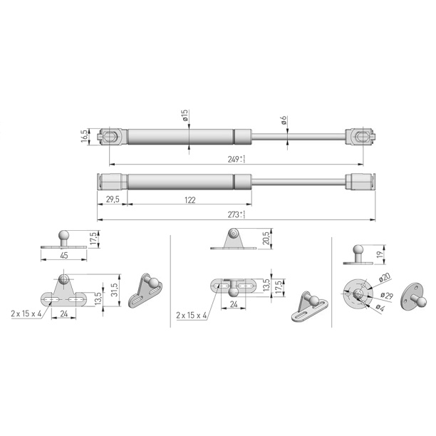 Газовый лифт нагрузка 12 кг серый от магазина ЛесКонПром.ру
