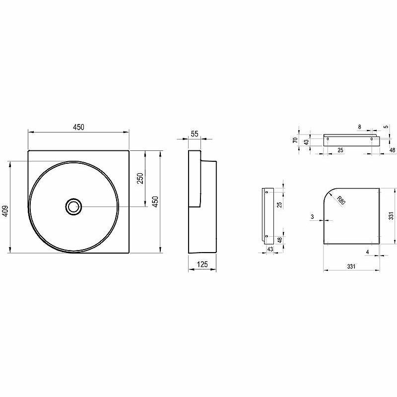 Раковина Ravak Yard 45 C XJX01045000 угловая Белая от магазина ЛесКонПром.ру