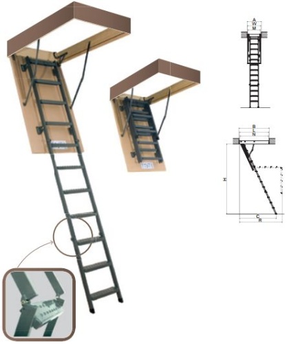 Лестница металлическая LMS FAKRO 60*120*280 см от магазина ЛесКонПром.ру