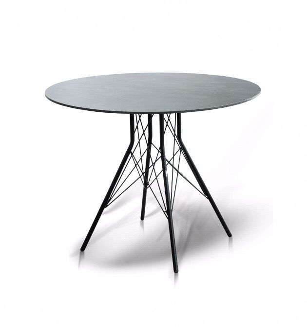 "Конте" интерьерный стол из HPL круглый Ø90см, цвет "серый гранит" от магазина ЛесКонПром.ру