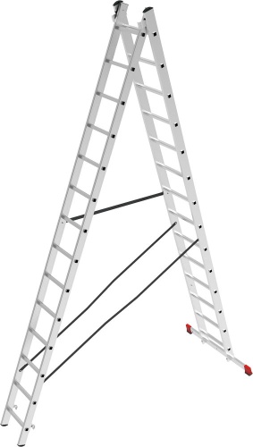 Лестница алюминиевая двухсекционная полупрофессиональная Новая Высота 2x14 арт. 2220214 от магазина ЛесКонПром.ру