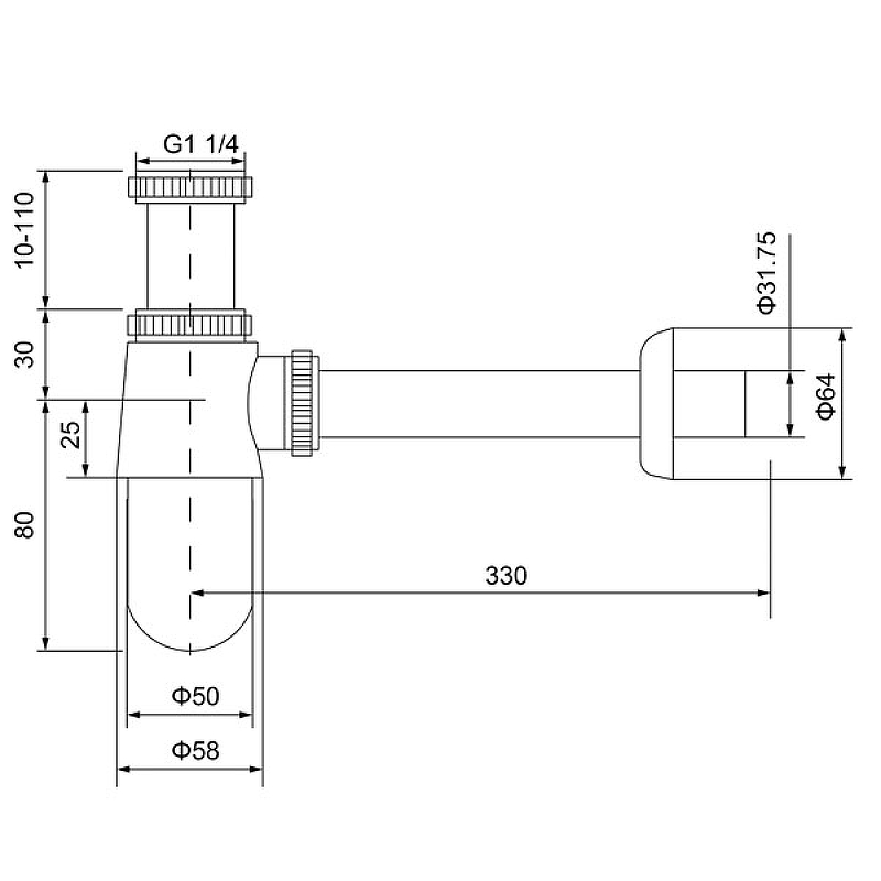 Сифон для раковины Timo 960/03L Черный от магазина ЛесКонПром.ру