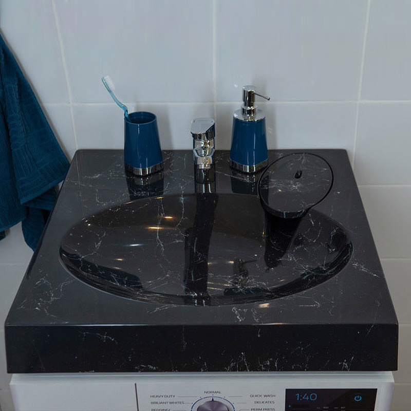 Раковина Stella Polar Миро 60 SP-00000840 на стиральную машину Черный мрамор от магазина ЛесКонПром.ру