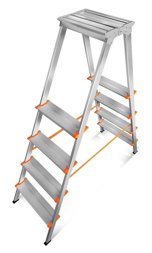 Двухсторонняя стремянка алюминиевая Эйфель 4 ступени (арт. Мастер 130 - 204) от магазина ЛесКонПром.ру