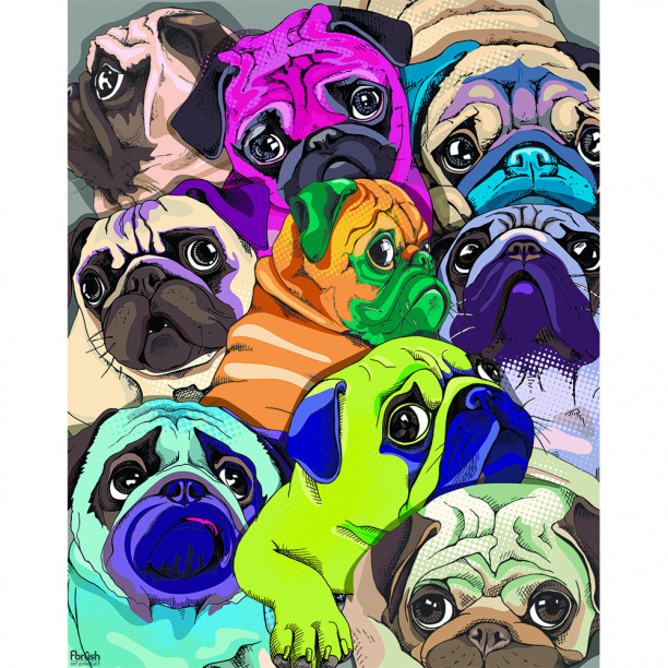 Канвас 40х50 см Мопсы от магазина ЛесКонПром.ру