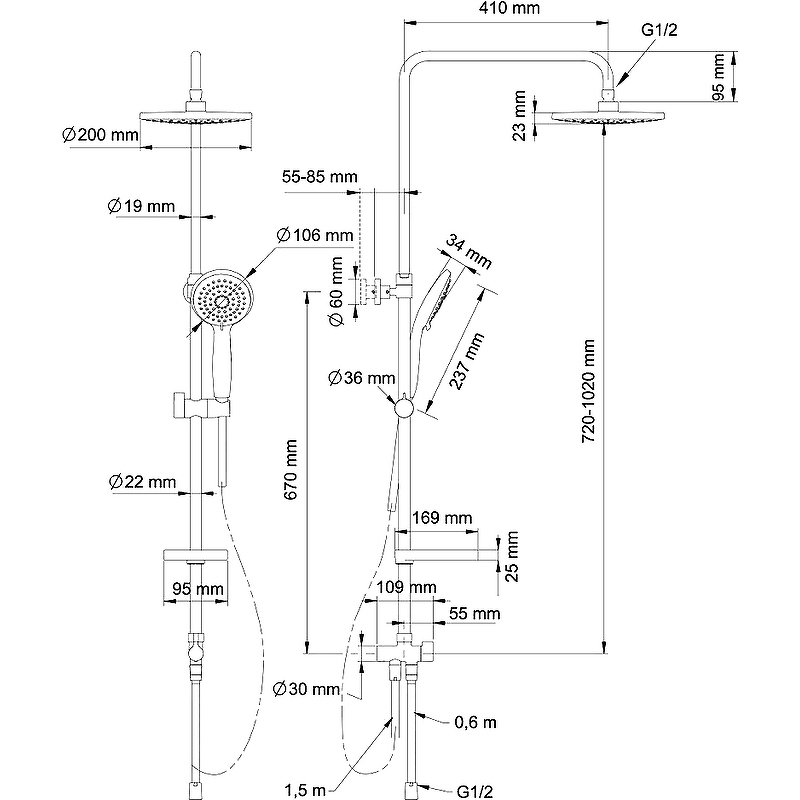 Душевая система Swedbe Harmony 5006 Хром от магазина ЛесКонПром.ру