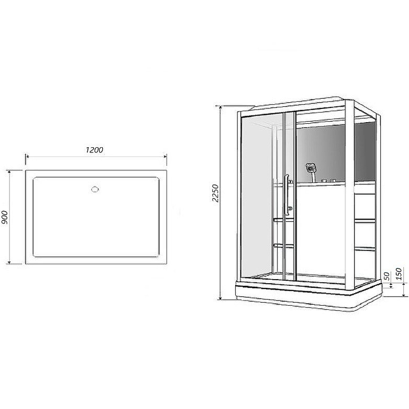 Душевая кабина Grossman 120x90 GR127L с гидромассажем от магазина ЛесКонПром.ру