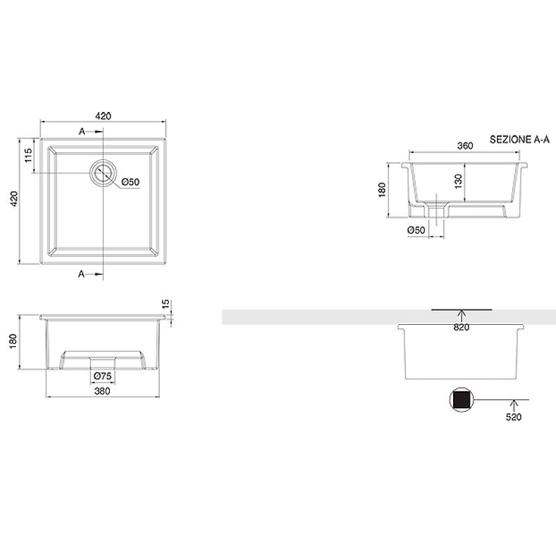 Раковина Scarabeo Gaia-Tech-Miky 42 8089 Белая от магазина ЛесКонПром.ру