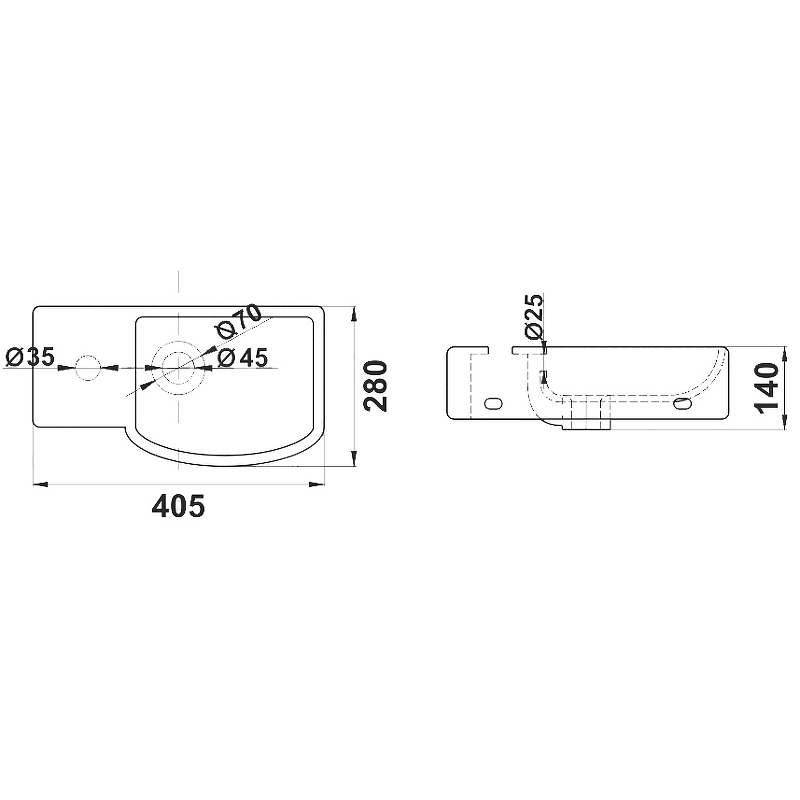 Раковина Melana 41 MLN-78404R Белая от магазина ЛесКонПром.ру