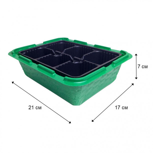 Мини-парник на подоконник 6 ячеек 1 вставка от магазина ЛесКонПром.ру