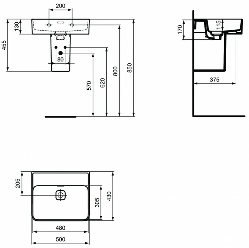 Раковина Ideal Standard Strada II 50 T363701 Euro White от магазина ЛесКонПром.ру