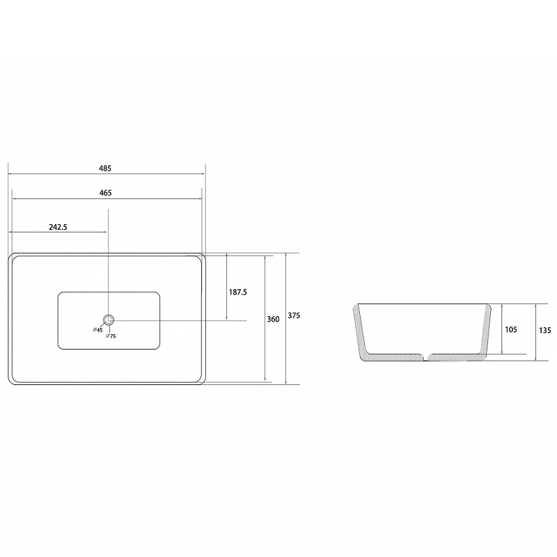 Раковина-чаша Abber Rechteck 49 AC2212BG Золото матовое Черная от магазина ЛесКонПром.ру