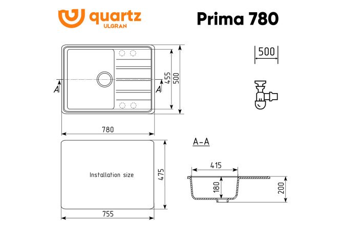 Мойка  ULGRAN Prima 80532000 от магазина ЛесКонПром.ру