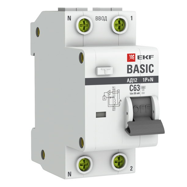 Выключатель дифференциальный EKF 1P+N С 20А 30мА от магазина ЛесКонПром.ру