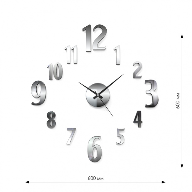 Часы-наклейки d60 см серебристый металлик от магазина ЛесКонПром.ру