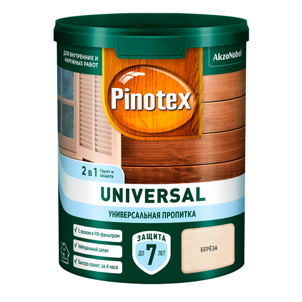 Пропитка универсальная акриловая Pinotex Universal 0,9 л берёза от магазина ЛесКонПром.ру