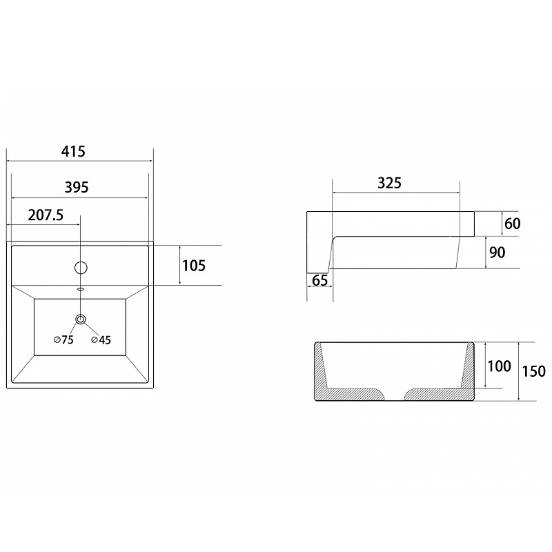 Раковина Abber Rechteck 41 AC2208 Белая от магазина ЛесКонПром.ру