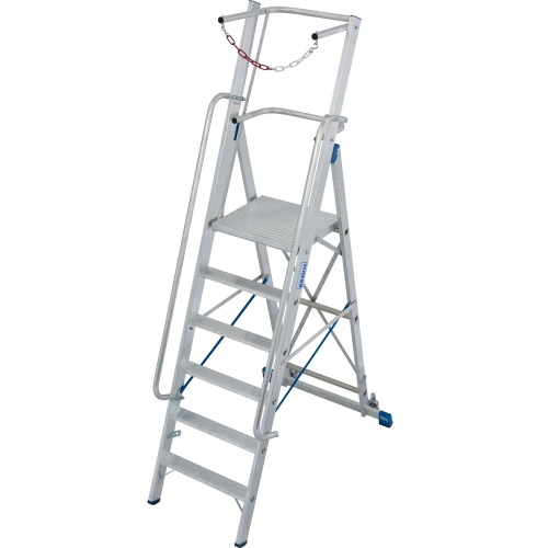 Стремянка алюминиевая Krause Stabilo с большой площадкой и дугой 6 ступеней (арт. 127501) от магазина ЛесКонПром.ру