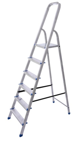 Стремянка алюминиевая с алюминиевыми ступенями STAIRS 6 ступеней (арт. AS 06) от магазина ЛесКонПром.ру
