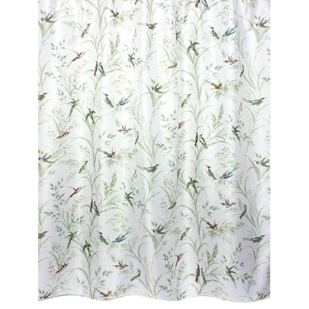 Штора для ванной BATH PLUS Birds 180х200 см текстиль бело-зеленая от магазина ЛесКонПром.ру