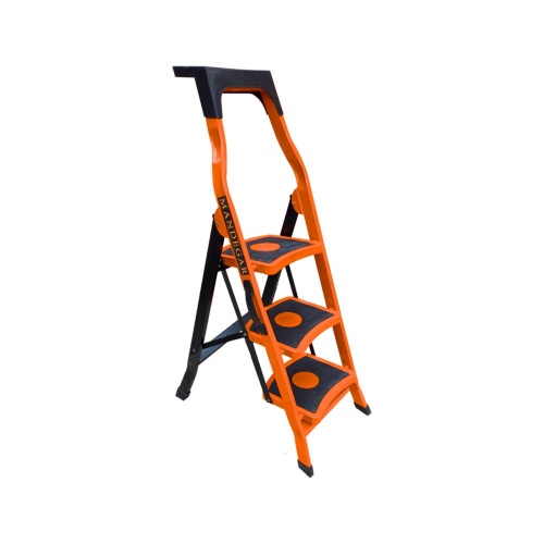 Стремянка стальная с 3 широкими ступенями SAMA оранжевого цвета (арт.S-3О) от магазина ЛесКонПром.ру
