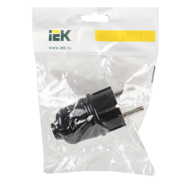 Вилка с заземлением черная IEK от магазина ЛесКонПром.ру