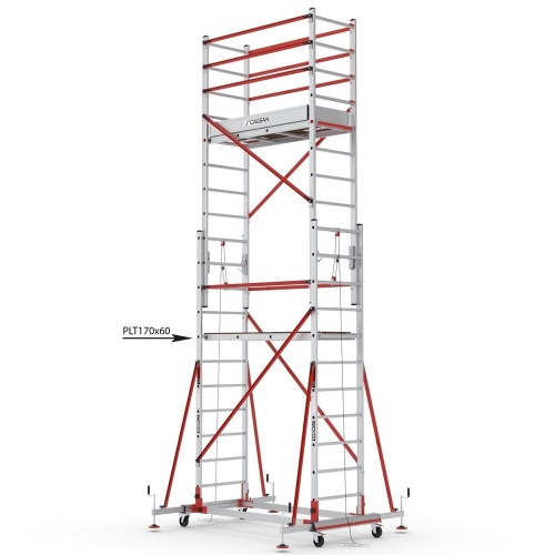 Телескопическая вышка-тура TeleSafe XLN Premium Cagsan из двух модулей 2Х11 Ступенчатая со стабилизаторами (арт.S006_XLN_PR) от магазина ЛесКонПром.ру