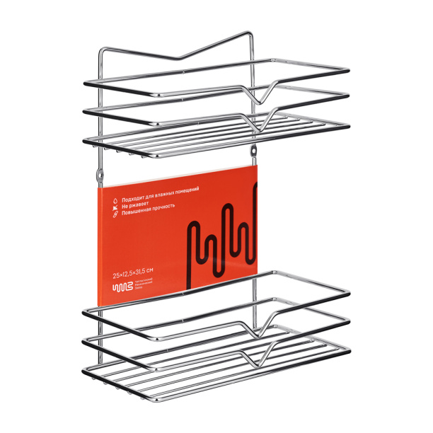 Полка сетчатая ЧМЗ Киса 2-ярусная прямая хром от магазина ЛесКонПром.ру