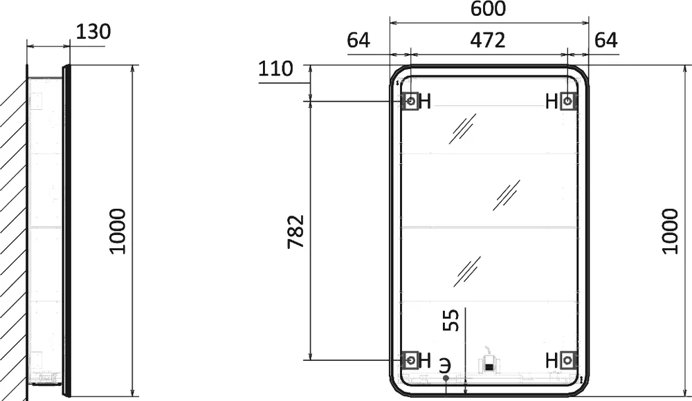 Зеркало-шкаф Raval Morelle 60, антрацит от магазина ЛесКонПром.ру