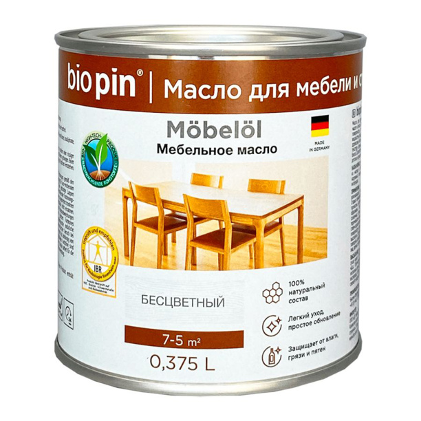Масло для мебели BioPin Mobelol 0,375 л от магазина ЛесКонПром.ру