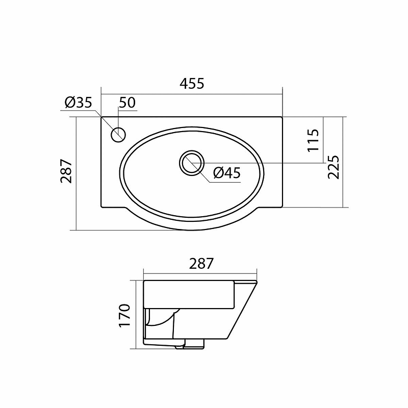 Раковина Santek Форум 45 L 1WH110542 Белая от магазина ЛесКонПром.ру