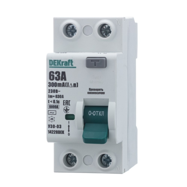 УЗО DEKraft 2п 63 А 300 мА от магазина ЛесКонПром.ру