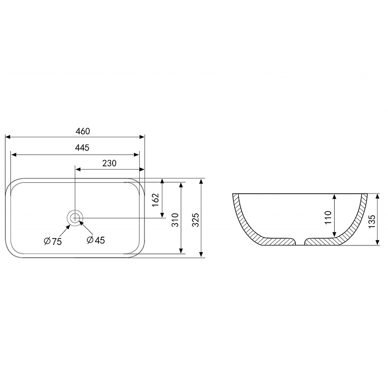 Раковина-чаша Abber Rechteck 46 AC2200GS Серебро от магазина ЛесКонПром.ру