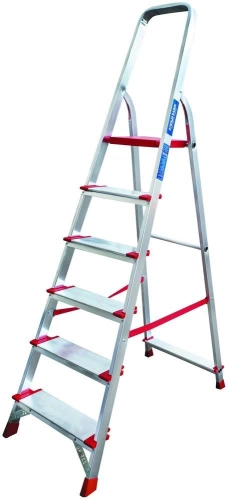 Стремянка алюминиевая профессиональная с широкими ступенями Новая Высота 6 ступеней (арт. 3117106) от магазина ЛесКонПром.ру