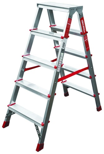 Стремянка алюминиевая двухсторонняя профессиональная 225 кг. Новая Высота 5 ступеней (арт. 3120205) от магазина ЛесКонПром.ру
