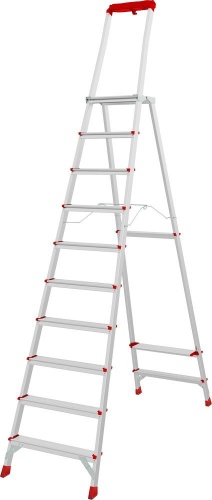 Стремянка алюминиевая профессиональная с увеличенной площадкой и органайзером Новая Высота 10 ступеней (арт. 3135110) от магазина ЛесКонПром.ру