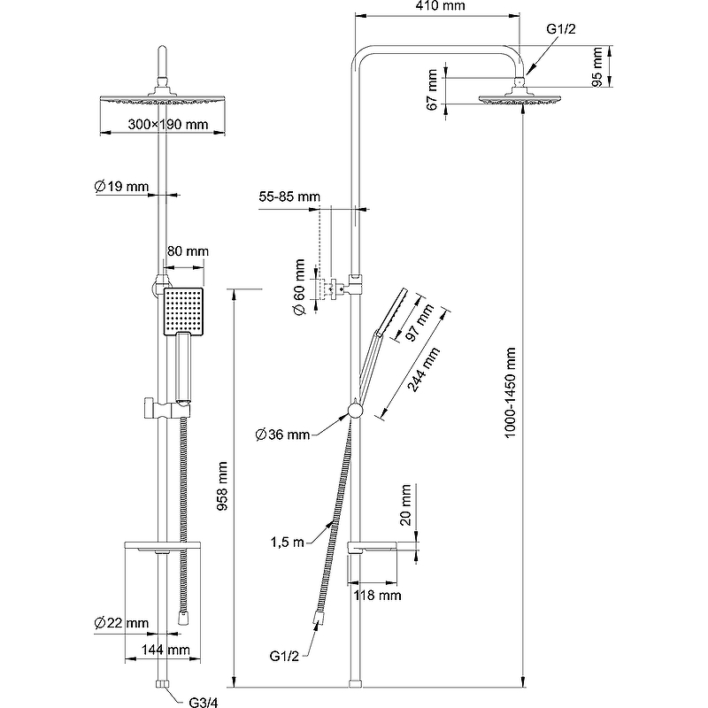 Душевая система Swedbe Calypso 5068 Хром от магазина ЛесКонПром.ру