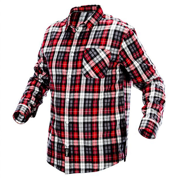 Рубашка мужская NEO Tools фланелевая рост 164-170 S красно-серо-белая клетка от магазина ЛесКонПром.ру