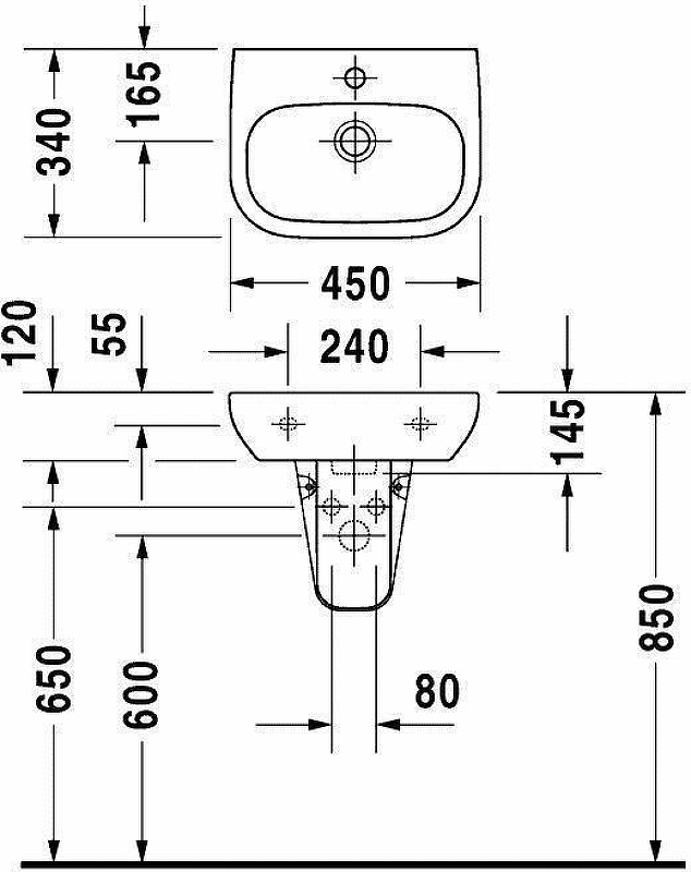 Раковина Duravit D-code 45 07054500002 Белая от магазина ЛесКонПром.ру