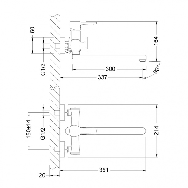 Смеситель для ванны LEMARK Evitta с длинным изливом от магазина ЛесКонПром.ру