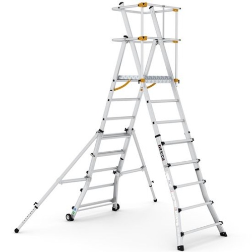 Складская профессиональная телескопическая  алюминиевая TelePro Extension стремянка 5 ступеней  CAGSAN арт.ТP200 от магазина ЛесКонПром.ру
