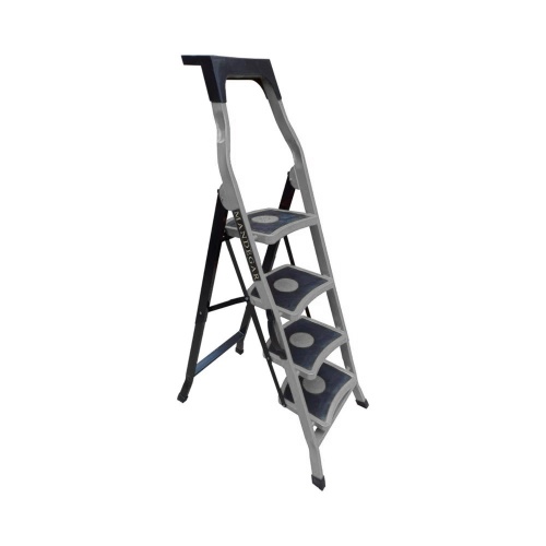 Стремянка стальная с 4 широкими ступенями SAMA серого цвета (арт.S-4С) от магазина ЛесКонПром.ру