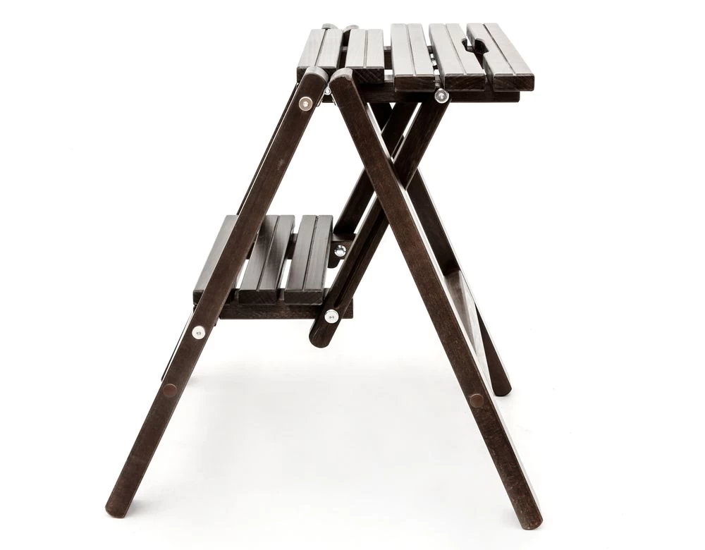 Стремянка-табурет деревянная с широкими ступенями Hoz-Block Микки 2 ступени Венге (арт. СДМТ-2В) от магазина ЛесКонПром.ру