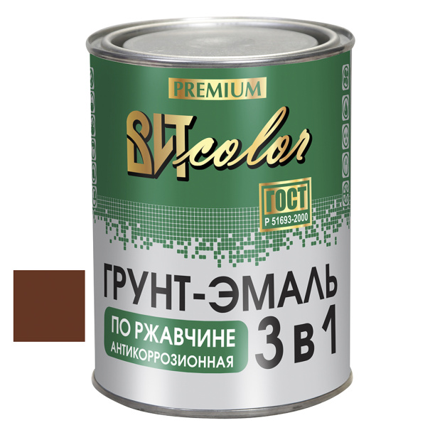 Грунт-эмаль по ржавчине ВИТcolor 3в1 красно-коричневая 0,8 кг от магазина ЛесКонПром.ру