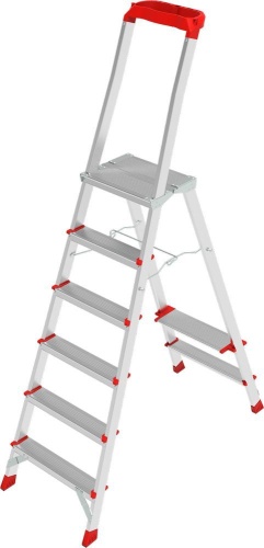 Стремянка алюминиевая профессиональная с увеличенной площадкой и органайзером Новая Высота 6 ступеней (арт. 3135106) от магазина ЛесКонПром.ру