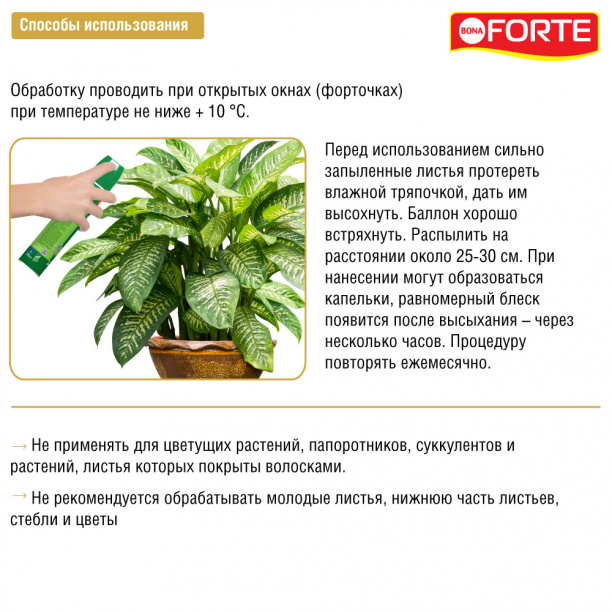Блеск-аэрозоль для листьев Bona Forte 300 мл от магазина ЛесКонПром.ру